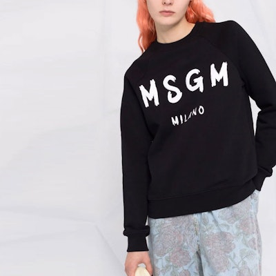 (W) MSGM FW21 블랙 로고 프린트 크루넥 풀오버 스웨트셔츠. 2000MDM513200000-99 Details for (W) MSGM FW21 블랙 로고 프린트 크루넥 풀오버 스웨트셔츠. 2000MDM513200000-99