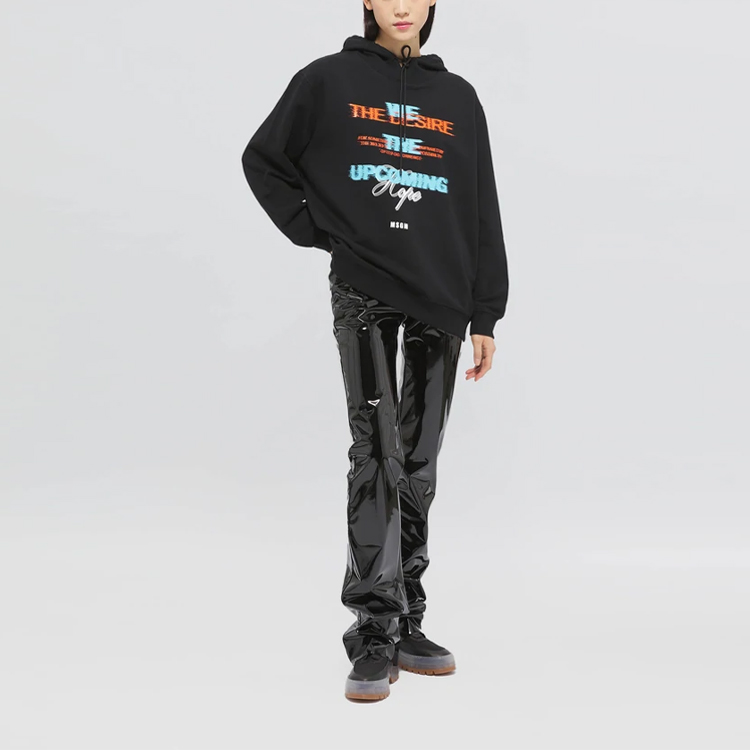 Lookbook (W) MSGM FW21 Hoodie Cetakan Logo Hitam 3141MDM174-217799-99