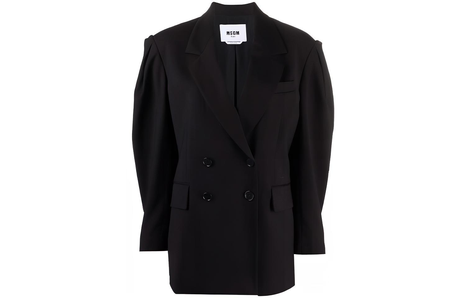 Order (W) MSGM FW21 Blazer Negro Oversized Cruzado para Mujer. 3141MDG12-217605-99
