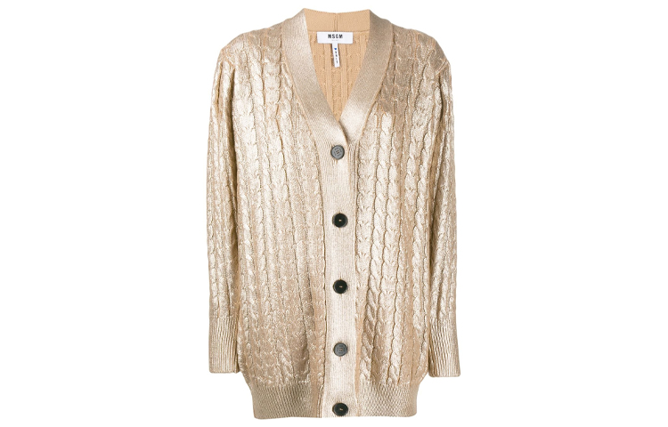 (Women) MSGM FW21  Single-Breasted Wool Knit Cardigan Beige. 2741MDM140195758