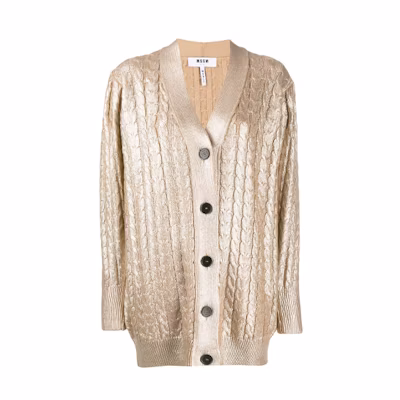 (Women) MSGM FW21 Single-Breasted Wool Knit Cardigan Beige. 2741MDM140195758