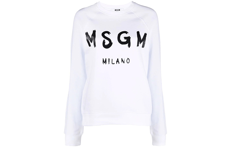 Order (W) MSGM 2021秋冬白色Logo印花圆领卫衣 2000MDM513200000-01