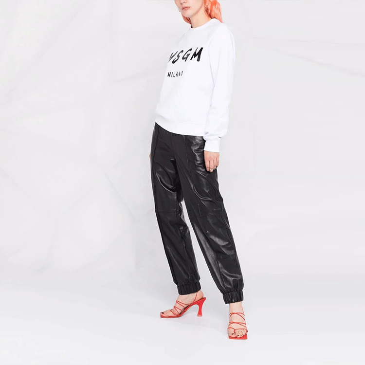 Purchase (W) MSGM 2021秋冬白色Logo印花圆领卫衣 2000MDM513200000-01