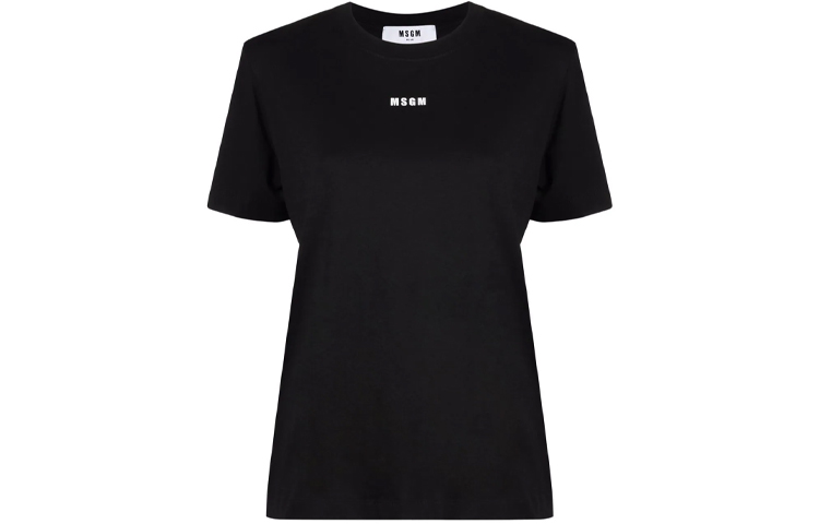 (Women) MSGM FW21 Small Logo Crewneck  Black T-Shirt. 2000MDM500200002-99