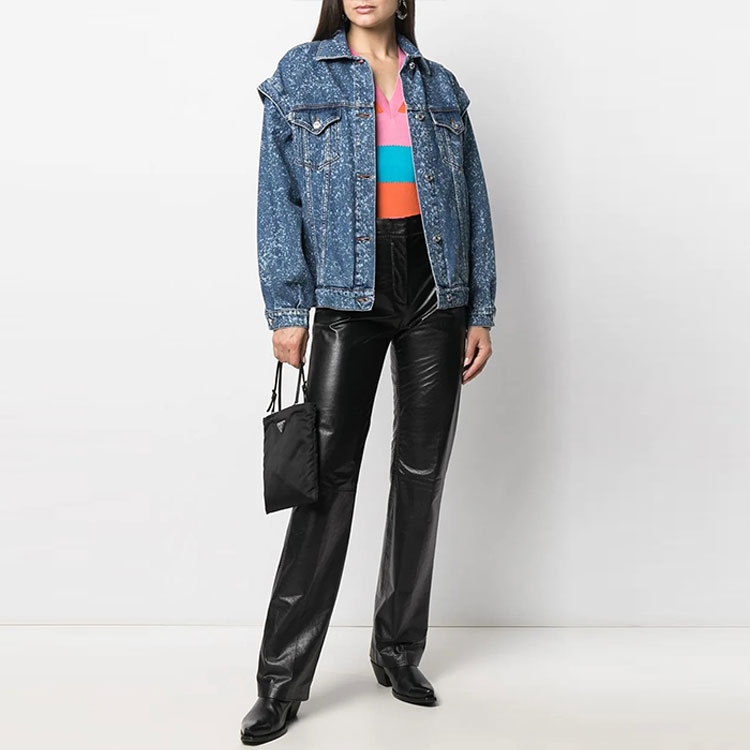 Purchase (W) Jaket Denim Cetakan Splatter MSGM FW21 Wanita Biru 2941MDH46L207728-88