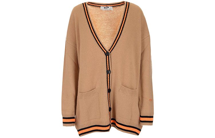 Order (W) MSGM FW21 스트라이프 브이넥 니트 스웨터 베이지 3141MDM125-217790-23