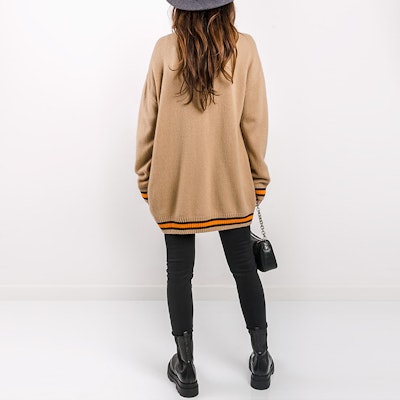 (W) MSGM FW21 스트라이프 브이넥 니트 스웨터 베이지 3141MDM125-217790-23 Details for (W) MSGM FW21 스트라이프 브이넥 니트 스웨터 베이지 3141MDM125-217790-23