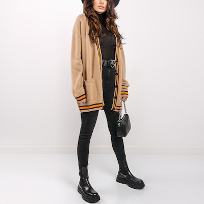 (W) MSGM FW21 스트라이프 브이넥 니트 스웨터 베이지 3141MDM125-217790-23 Sizing (W) MSGM FW21 스트라이프 브이넥 니트 스웨터 베이지 3141MDM125-217790-23