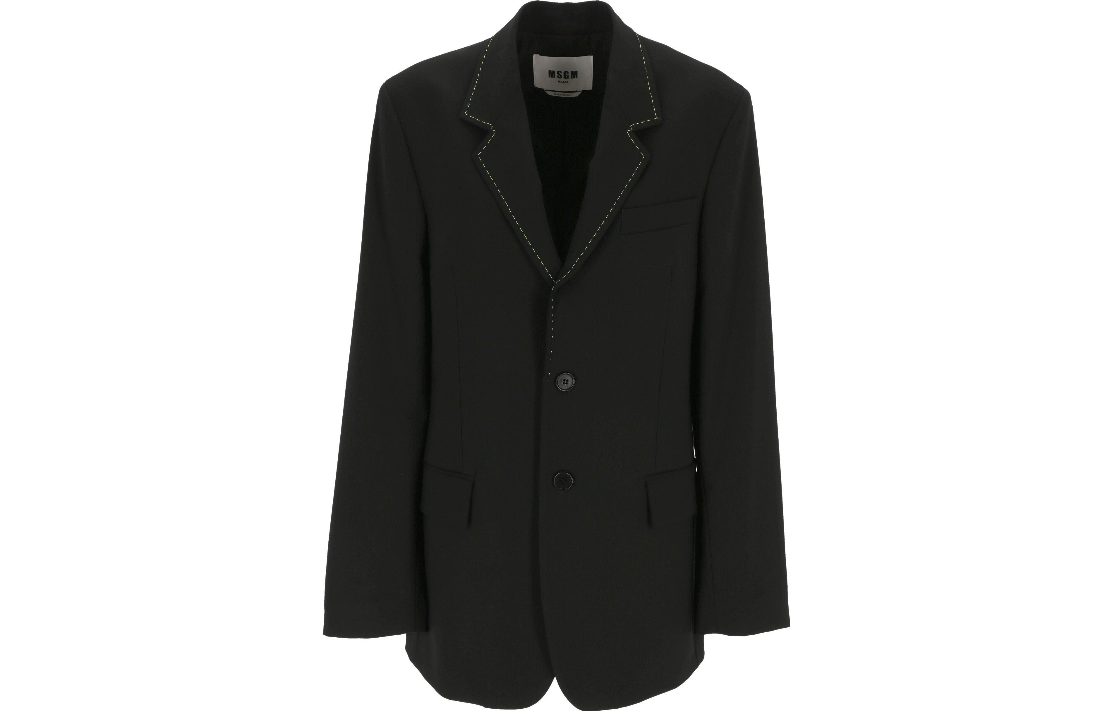 Order (W) MSGM FW22 블랙 블레이저 스트라이프 트림 칼라. 3341MDG15227603-99