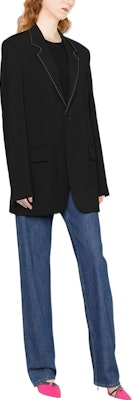 (W) MSGM FW22 블랙 블레이저 스트라이프 트림 칼라. 3341MDG15227603-99 Lookbook (W) MSGM FW22 블랙 블레이저 스트라이프 트림 칼라. 3341MDG15227603-99