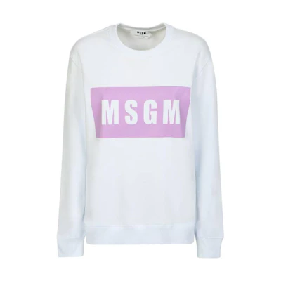 (Women) MSGM FW22 Logo Print Crewneck Long Sleeve Sweatshirt Women’s White 3341MDM523227799-01
