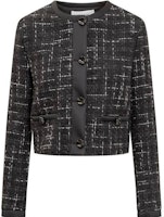 (Women) MSGM FW23 Black Plaid Long-Sleeve Jacket 3542MDG23237813-02 (Women) MSGM FW23 Black Plaid Long-Sleeve Jacket 3542MDG23237813-02