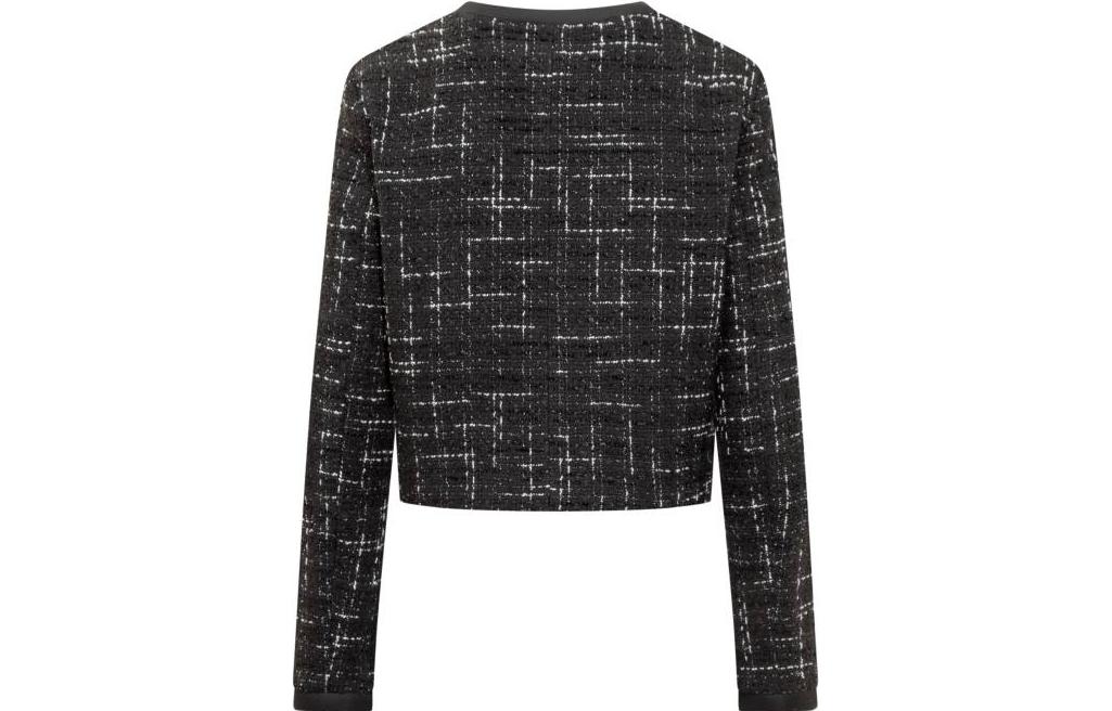 Lookbook (W) Chaqueta Negra de Cuadros de MSGM FW23 con Mangas Largas. 3542MDG23237813-02