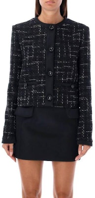 (W) Chaqueta Negra de Cuadros de MSGM FW23 con Mangas Largas. 3542MDG23237813-02 Shop (W) Chaqueta Negra de Cuadros de MSGM FW23 con Mangas Largas. 3542MDG23237813-02