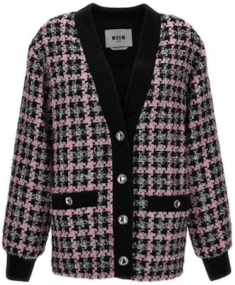 (W) MSGM 2023秋冬粉色V领格纹针织长袖毛衣. 3542MDG21237820-99 Order (W) MSGM 2023秋冬粉色V领格纹针织长袖毛衣. 3542MDG21237820-99