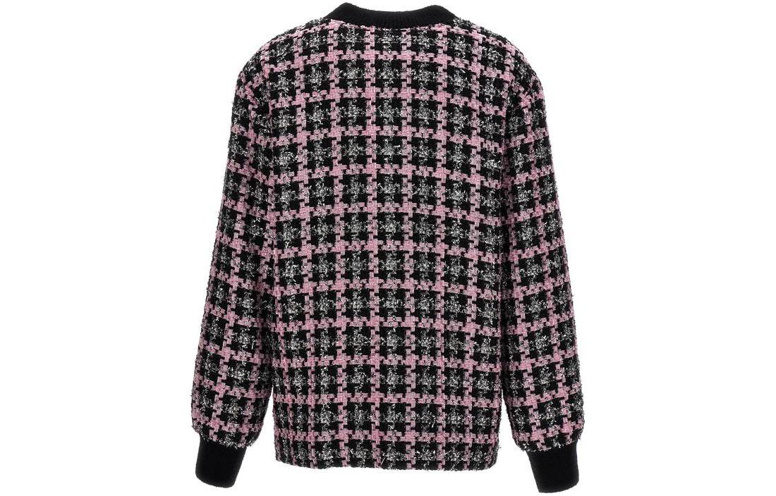 Lookbook (W) MSGM 2023秋冬粉色V领格纹针织长袖毛衣. 3542MDG21237820-99