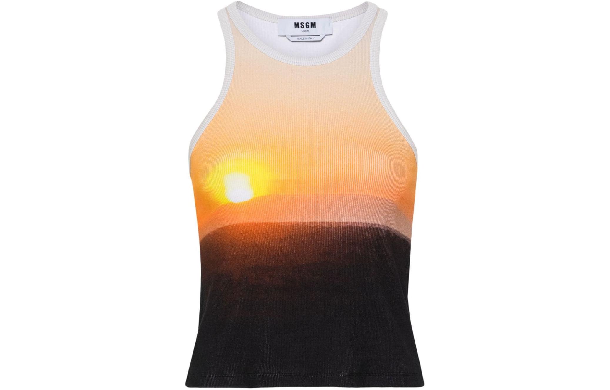 (Women) MSGM Graphic Sunset Embroidered Logo Tank Top Women Multi-Color 3641MDT89247261-03