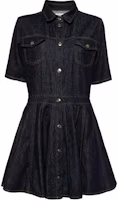 Order (W) MSGM 靛藍色丹寧短袖連身洋裝,附胸袋 - 休閒穿搭 3741MDA234247766-BLUE