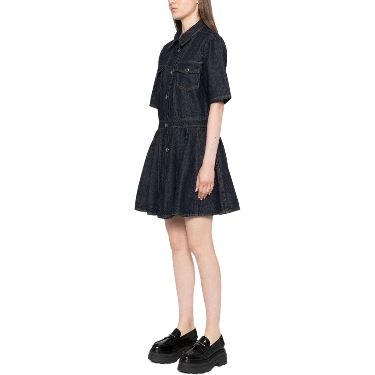 Purchase (W) MSGM 인디고 데님 반팔 원피스 가슴 포켓 - 캐주얼웨어 3741MDA234247766-BLUE