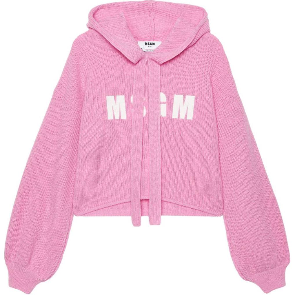 Order (W) MSGM 로고 자수 오버사이즈 니트 후디 여성용 - 핑크 3741MDM218247790-PINK