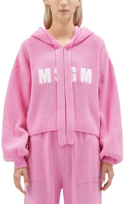 (W) MSGM 로고 자수 오버사이즈 니트 후디 여성용 - 핑크 3741MDM218247790-PINK Lookbook (W) MSGM 로고 자수 오버사이즈 니트 후디 여성용 - 핑크 3741MDM218247790-PINK