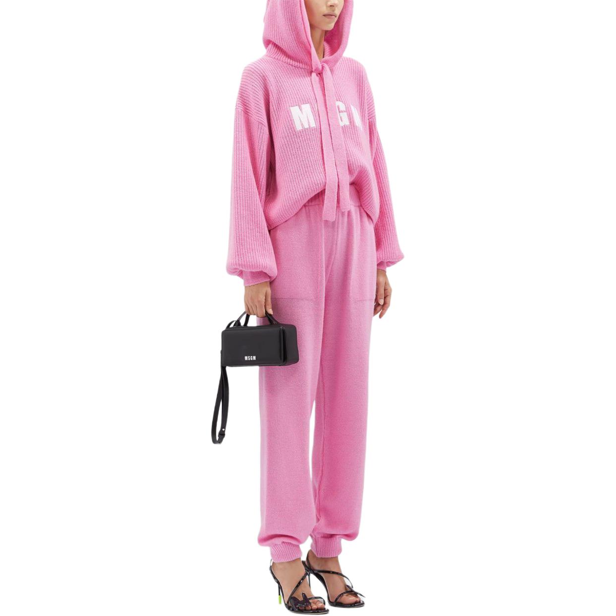 Purchase (W) MSGM 로고 자수 오버사이즈 니트 후디 여성용 - 핑크 3741MDM218247790-PINK