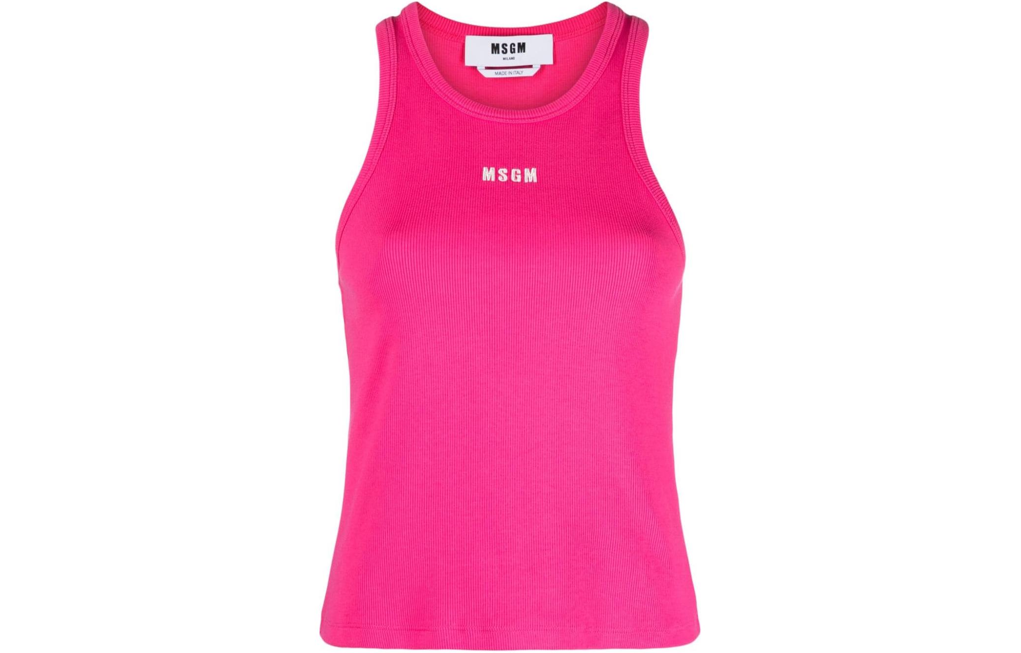 (Women) MSGM Logo Embroidered Ribbed Knit Vest Pink () 3641MDT82247108-14