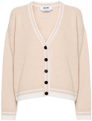 (W) MSGM 로고 자수 울 싱글 브레스티드 가디건 여성용 라이트 베이지. 3641MDM215247296-BEIGE Order (W) MSGM 로고 자수 울 싱글 브레스티드 가디건 여성용 라이트 베이지. 3641MDM215247296-BEIGE