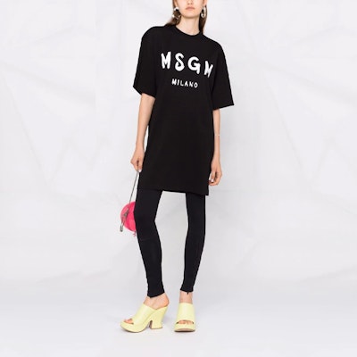 (W) Vestido Midi Negro MSGM Logo Print para Mujer de Manga Corta. 2000MDA510200002-99 Lookbook (W) Vestido Midi Negro MSGM Logo Print para Mujer de Manga Corta. 2000MDA510200002-99