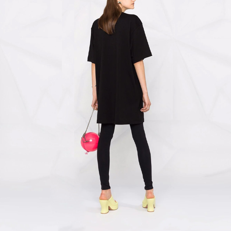 Shop (W) Vestido Midi Negro MSGM Logo Print para Mujer de Manga Corta. 2000MDA510200002-99