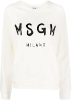 (Women) MSGM Logo Print Long Sleeve Crewneck T-Shirt Women White 2000MDM513200000-BEIGE (Women) MSGM Logo Print Long Sleeve Crewneck T-Shirt Women White 2000MDM513200000-BEIGE
