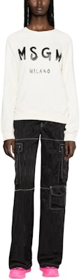 (W) MSGM 로고 프린트 롱슬리브 크루넥 티셔츠 여성 화이트 2000MDM513200000-BEIGE Lookbook (W) MSGM 로고 프린트 롱슬리브 크루넥 티셔츠 여성 화이트 2000MDM513200000-BEIGE