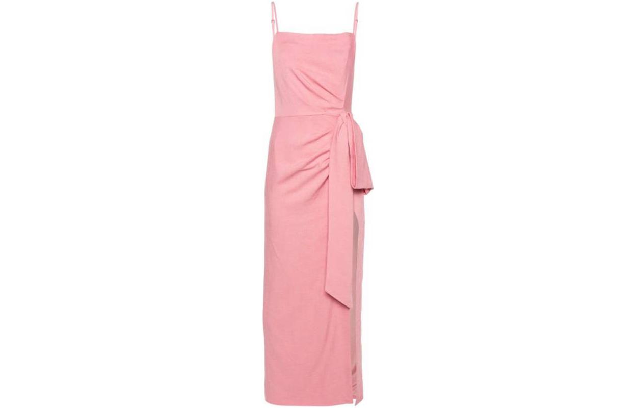 (Women) MSGM Pink Long Slip Dress with Bow Detail for Women. 3641MDA31247010-12