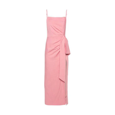 (Women) MSGM Pink Long Slip Dress with Bow Detail for Women. 3641MDA31247010-12
