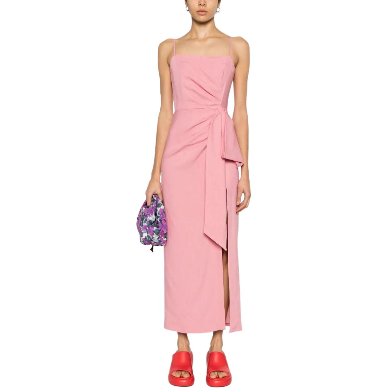Lookbook (W) MSGM 여성용 핑크 리본 장식 롱 슬립 드레스. 3641MDA31247010-12