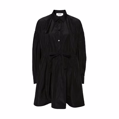(Women) MSGM Pleated Detail Long-Sleeve Dress Black 3641MDA59247109-BLACK