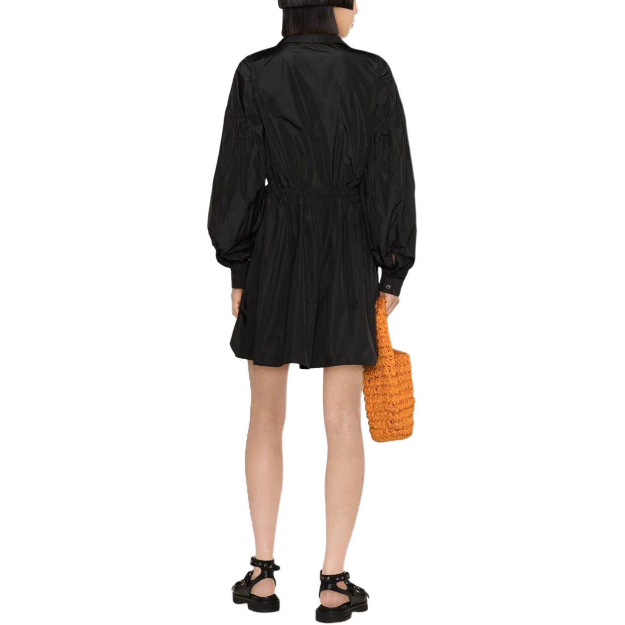Shop (W) Gaun MSGM Lengan Panjang dengan Lipatan Hitam 3641MDA59247109-BLACK