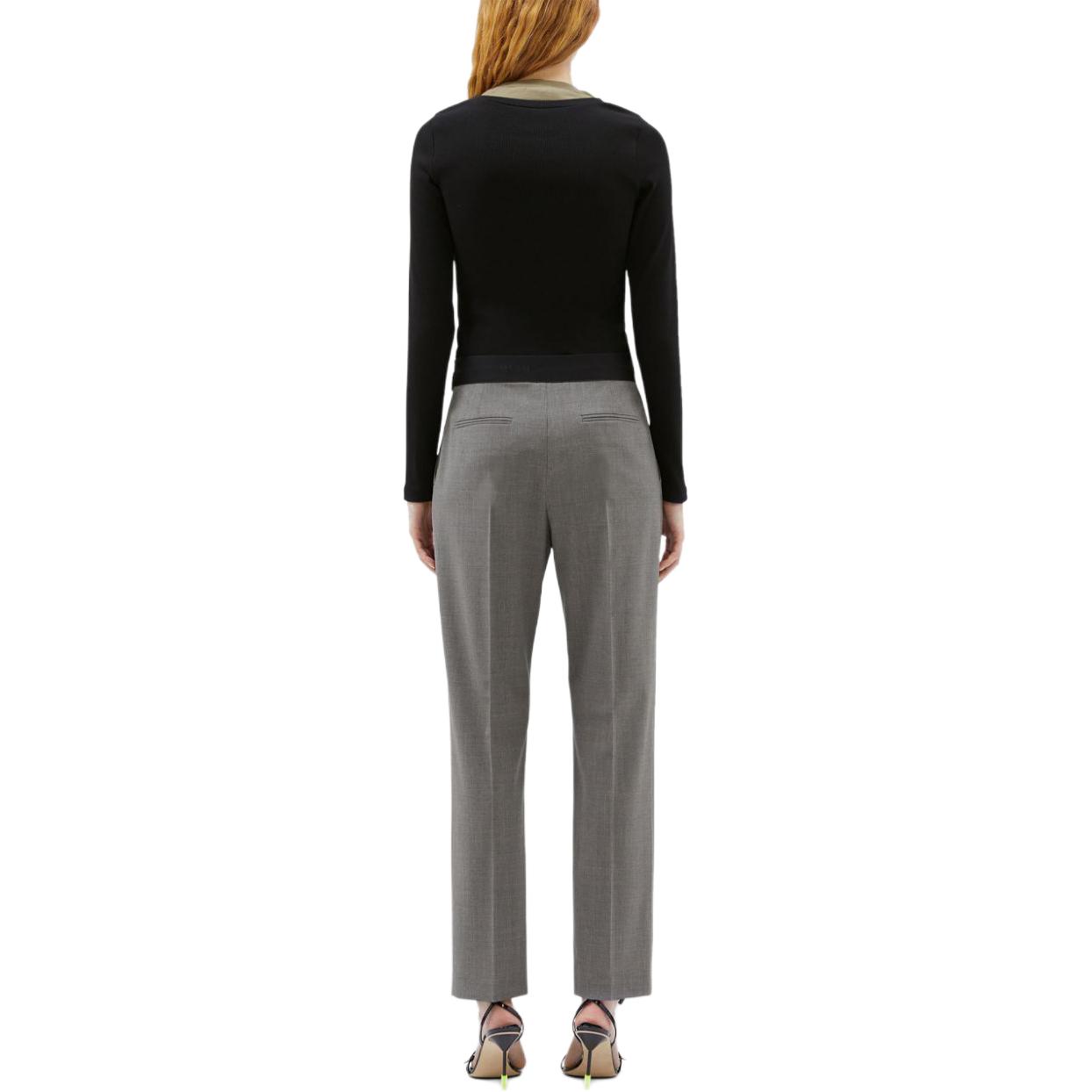 Shop (W) MSGM 여성용 플리츠 스트레이트 레그 캐주얼 팬츠 그레이. 3741MDP13247506-GREY