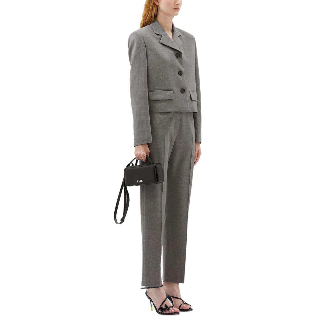 Purchase (W) MSGM 여성용 플리츠 스트레이트 레그 캐주얼 팬츠 그레이. 3741MDP13247506-GREY