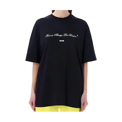 (Women) MSGM Solid Color Crew Neck Graphic Print T-Shirt 3442MDM125237002-99