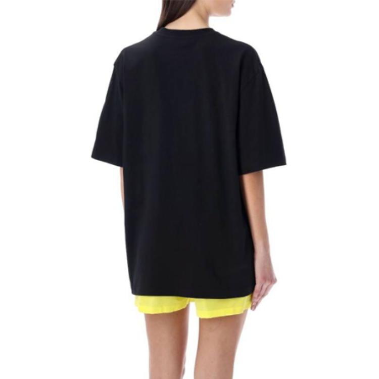 Shop (W) MSGM 솔리드 컬러 크루넥 그래픽 프린트 티셔츠 3442MDM125237002-99