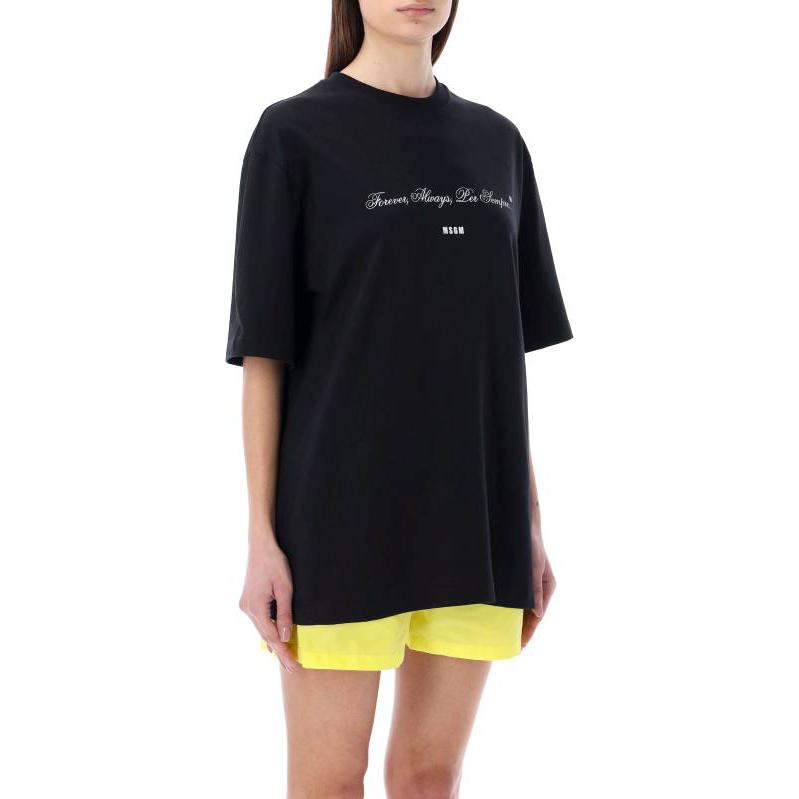 Purchase (W) MSGM 솔리드 컬러 크루넥 그래픽 프린트 티셔츠 3442MDM125237002-99