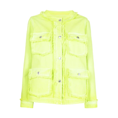 (Women) MSGM SS22 Yellow Fringed Denim Jacket 3241MDH43T227258-06