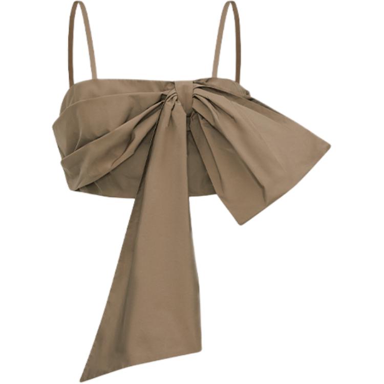 (Women) MSGM SS24  Army Green Bow Detail Cropped Camisole. 3641MDT03A-247109-37