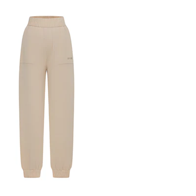 (Women) MSGM SS24 Beige Embroidered Jogger Pants with Pockets 3641MDP193247296-23