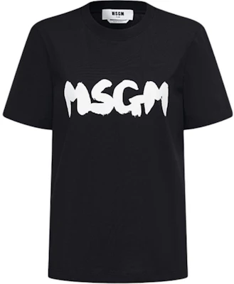 (Women) MSGM SS24 Black Crew Neck Logo Print Short Sleeve T-Shirt 3641MDM99-247002-99 Buy (Women) MSGM SS24 Black Crew Neck Logo Print Short Sleeve T-Shirt 3641MDM99-247002-99