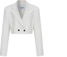 (Women) MSGM SS24 Double-Breasted Cropped Striped Blazer White 3641MDG17247117-01 (Women) MSGM SS24 Double-Breasted Cropped Striped Blazer White 3641MDG17247117-01