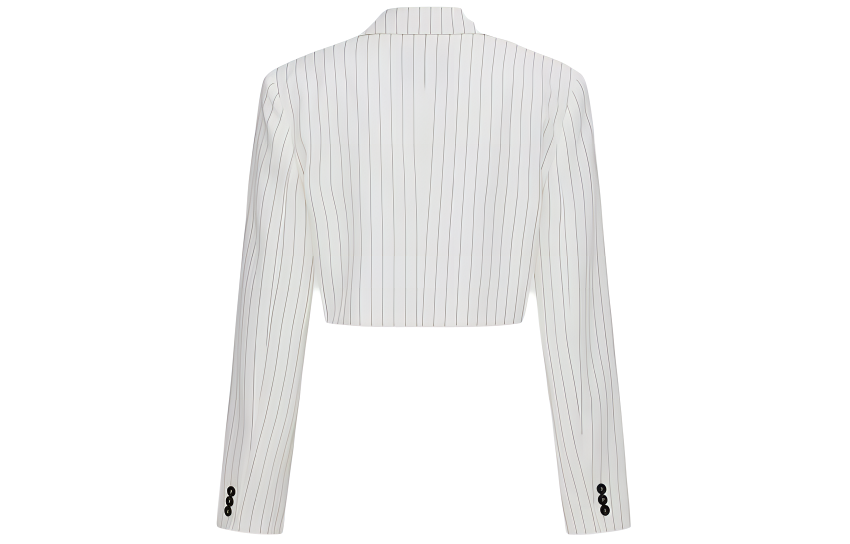 Lookbook (W) Blazer Corto a Rayas de Doble Botonadura MSGM SS24 Blanco 3641MDG17247117-01