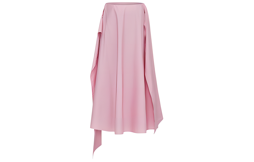 (Women) MSGM SS24  Pink Solid A-line Midi Casual Skirt 3641MDD16247101-12