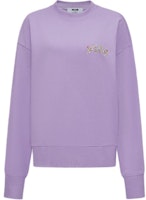 (Women) MSGM SS24 Floral Letter Crewneck Long-Sleeve Sweatshirt Women Violet 3642MDM90-247000-Violet (Women) MSGM SS24 Floral Letter Crewneck Long-Sleeve Sweatshirt Women Violet 3642MDM90-247000-Violet